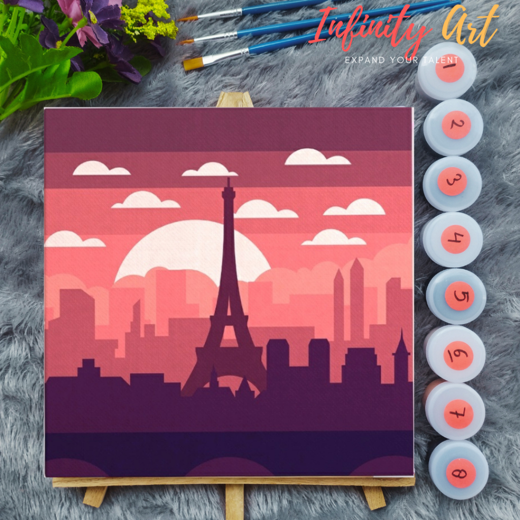 

Paint by Number Pemandangan Alam Kota Mewah Megah City - DIY Kit Melukis Kanvas 20x20 cm Lengkap Frame - Siap Lukis / Canvas Painting Kit