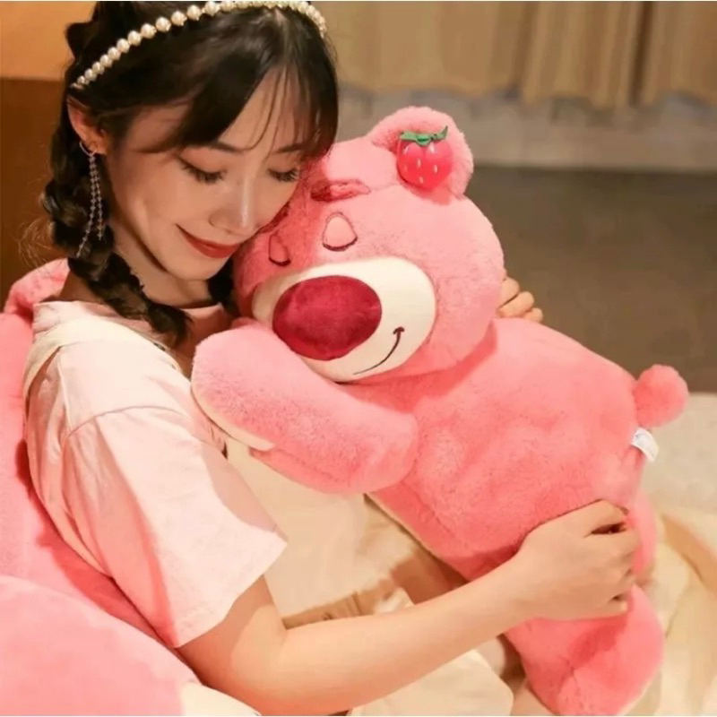 Mainan Boneka Beruang Lotso Tengkurep Strawberry 30cm Bahan Halus dan Lembut SNI Boneka Anak Cewek Kado Ultah Pacar