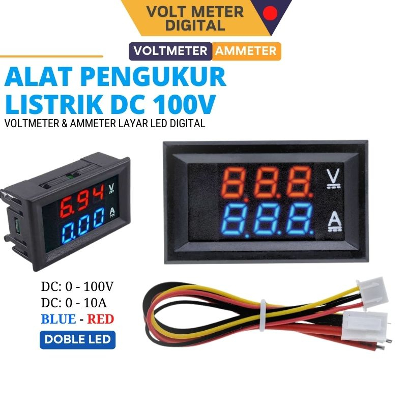 Alat Pengukur Listrik Voltmeter Ammeter LED Digital Ukur Tegangan dan Arus dengan Presisi GN-0117