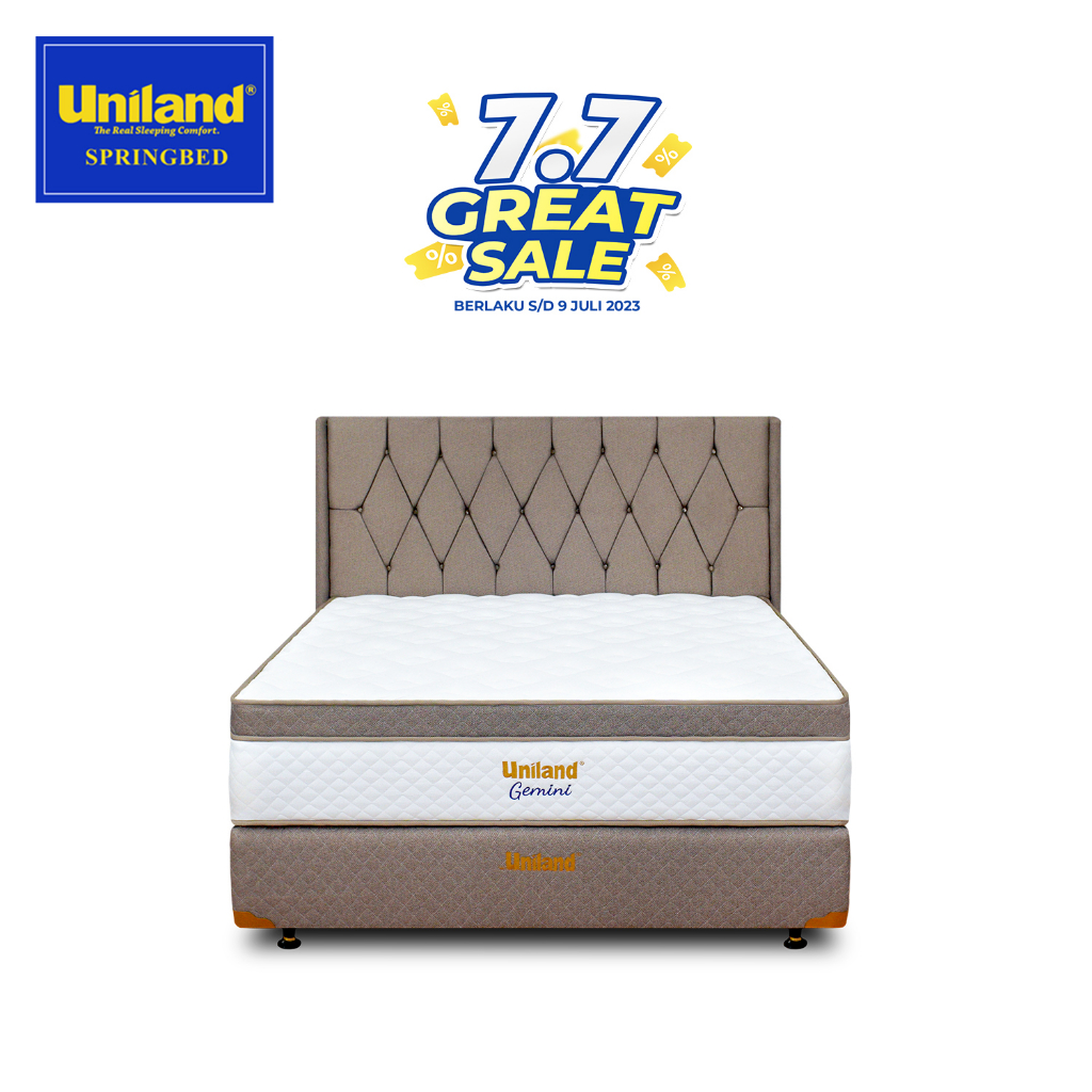 Uniland Springbed Gemini Plushtop Caramel - Kasur Spring Bed Fullset