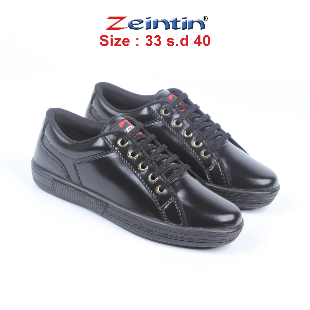 Zeintin - Sepatu Anak Tanggung Sepatu Sekolah Full Hitam Sintetis BJ