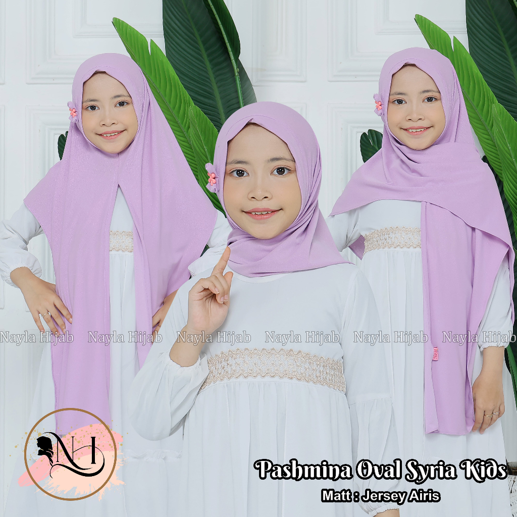 KERUDUNG PASHMINA OVAL SYRIA  KIDS HIJAB INSTAN ANAK JERSEY AIRIS TERBARU NAYLA HIJA'B