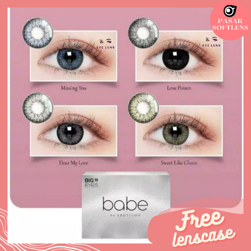 SOFTLENS BABE MINUS -3.25 sd -6.00 FREE LENSCASE DIA 16 MM BIG EYES BY EXOTICON / Softlen Soflen Soflens