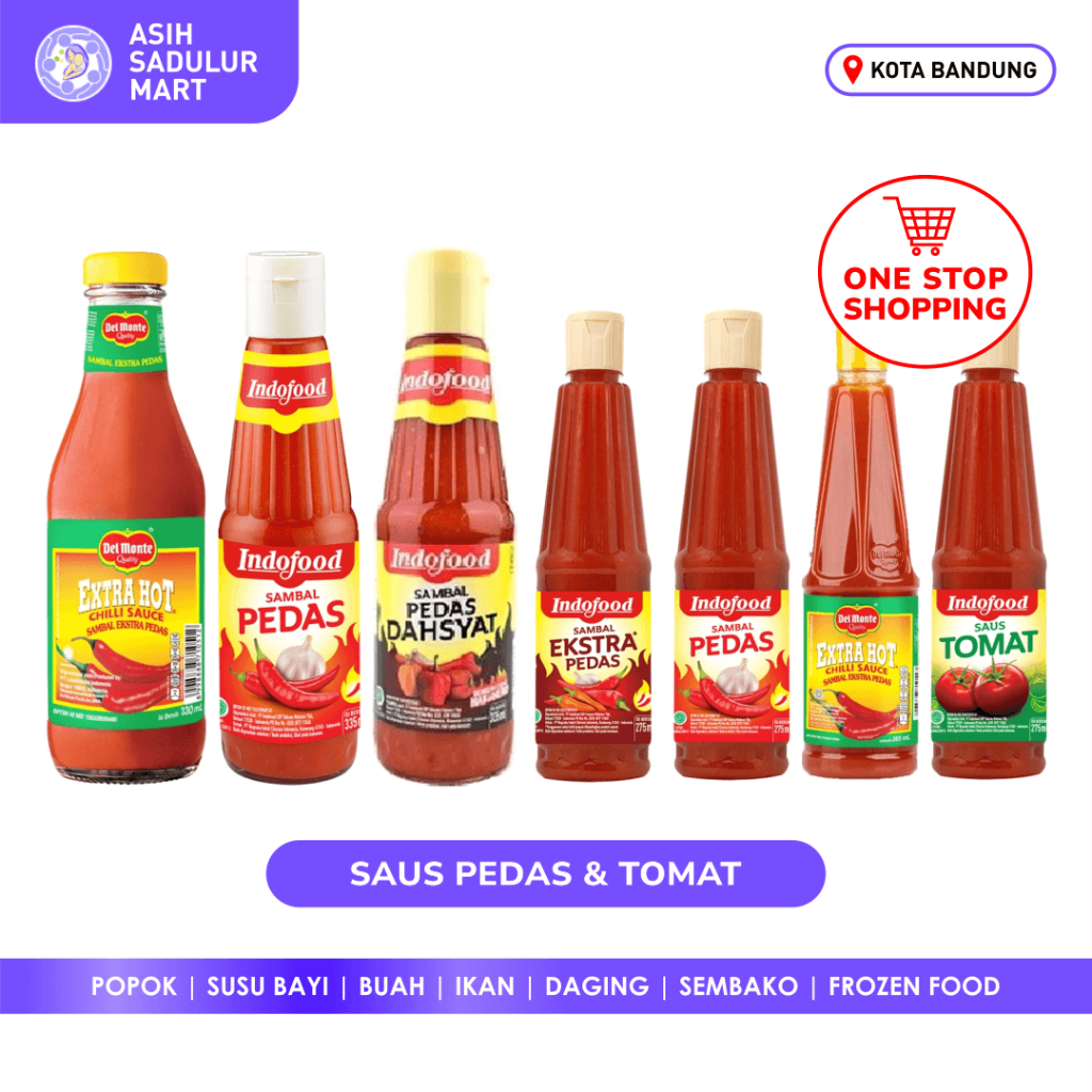 Indofood Sambal Saus Pedas / Tomat 275ml | Ekstra Pedas | Pedas Dahsyat | Extra Hot Promo Saos Bandung