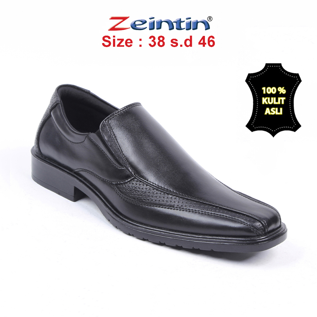 Zeintin - Sepatu Pantofel Sepatu Kulit Fantofel Pria Sepatu Formal Kuliah Kerja Kantor AJ Sepatu Pantofel Hitam Pria Formal Kantor Leather Swedian Premium