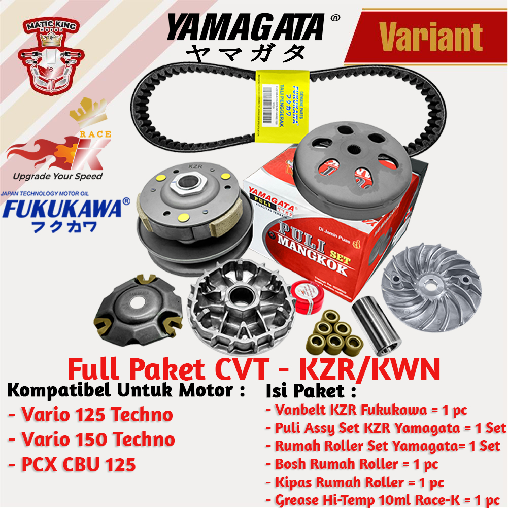 Paket Full Upgrade CVT Honda Beat Vario Scoopy Spacy Genio Deluxe 110/125/150/160 Fi eSP LED POP Street Yamagata Fukukawa Thailand