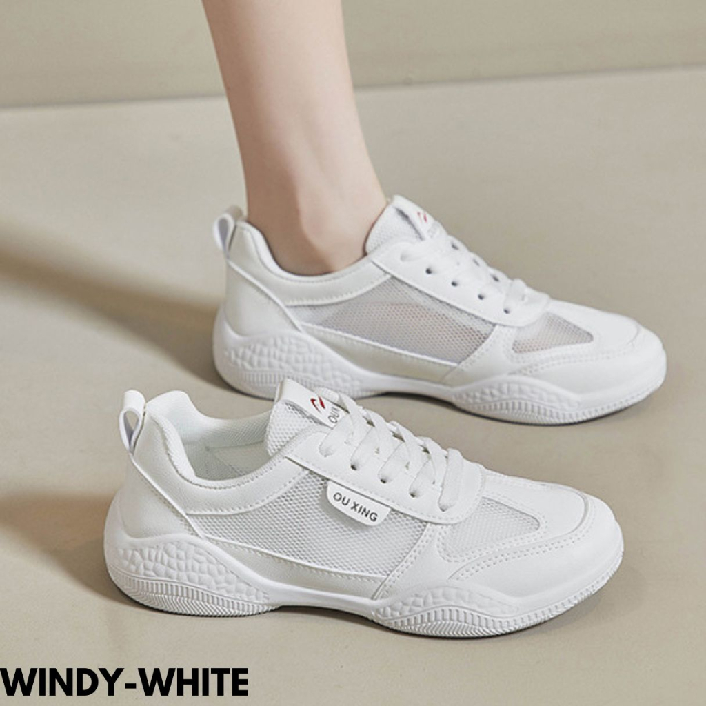 FINDME 36-40 WINDY SEPATU SNEAKERS WANITA BERTALI KEKINIAN CLASSIC BAHAN PU IMPORT