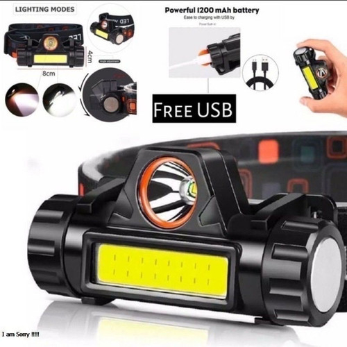 SENTER KEPALA 2 in 1 multifungisi - Headlamp Recharger LED