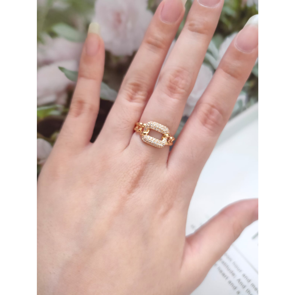 Cincin emas diamond look asli cincin tunangan kadar tua 700 16k