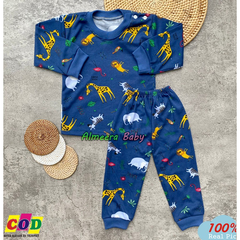 Setelan Baju Bayi Piyama Bayi Lengan Panjang Motif Printing Flamingo Usia 3-12 Bulan Almeera Baby and Kids