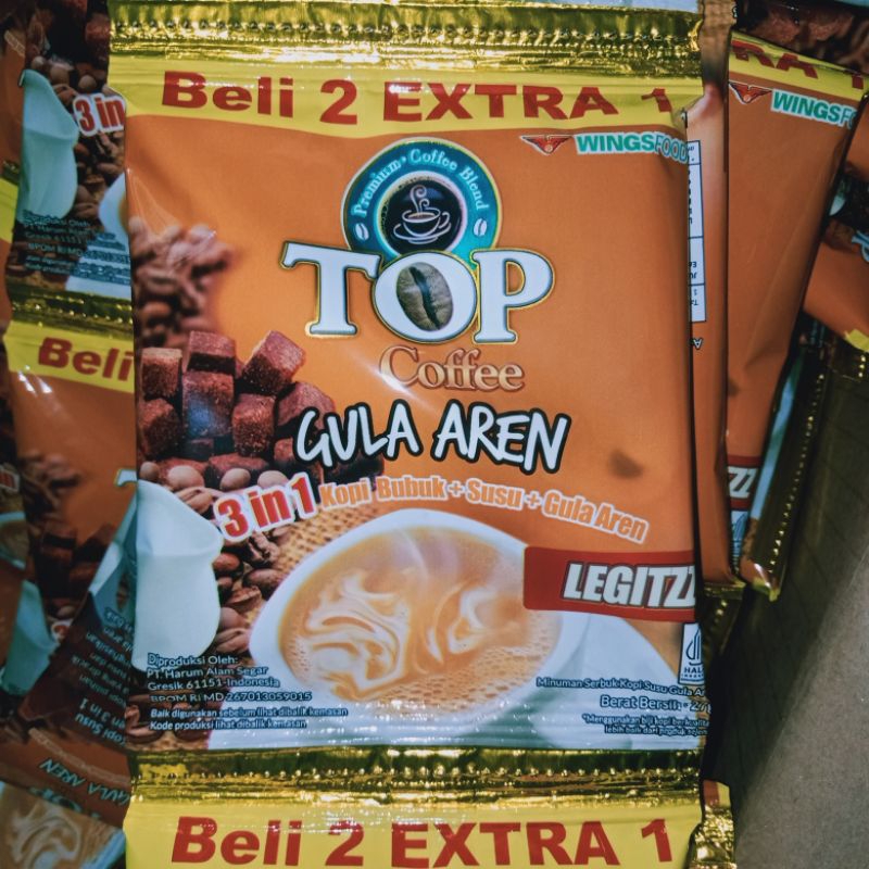 TOP KOPI GULA AREN 27 GR KEMASAN BARU