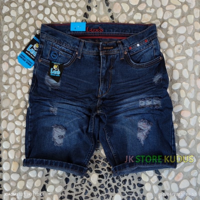 LUXS CELANA PENDEK PRIA JEANS SOBEK PREMIUM CASUAL DISTRO