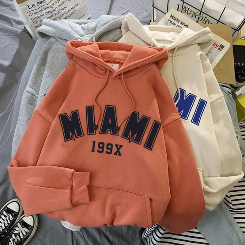 Parisdivarious Sweater Hoodie Jemper Miami Bahan Fleece Size S - XXL (Pria &amp; Wanita)