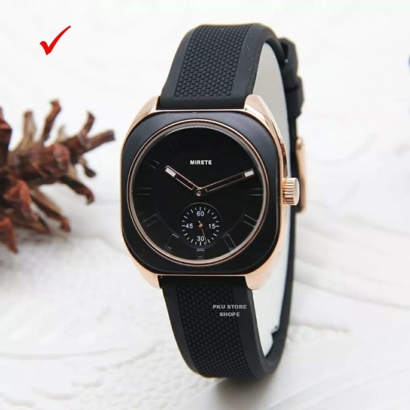 JAM TANGAN WANITA MIRETE ORIGINAL ANALOG STRAP RUBEBR TAHAN AIR BEST SELLER MURAH ELEGAN SPORTY DIJAMIN SESUI FOTO REALPICT