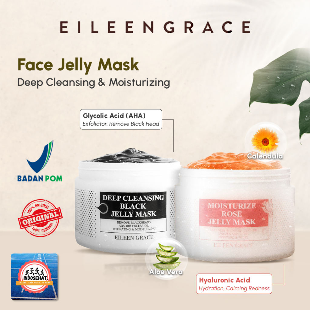 EILEEN GRACE Moisturize Brightening Rose Deep Cleansing Exfoliating Black Jelly Mask - Masker Wajah