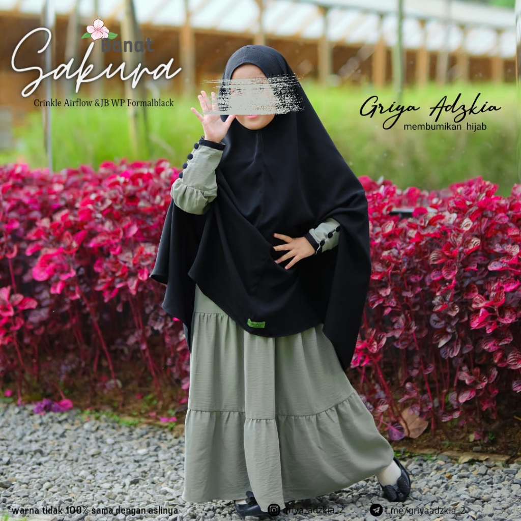 Gamis Anak Sakura Series by Griya Adzkia | Gamis set Anak | Bahan Crinkle