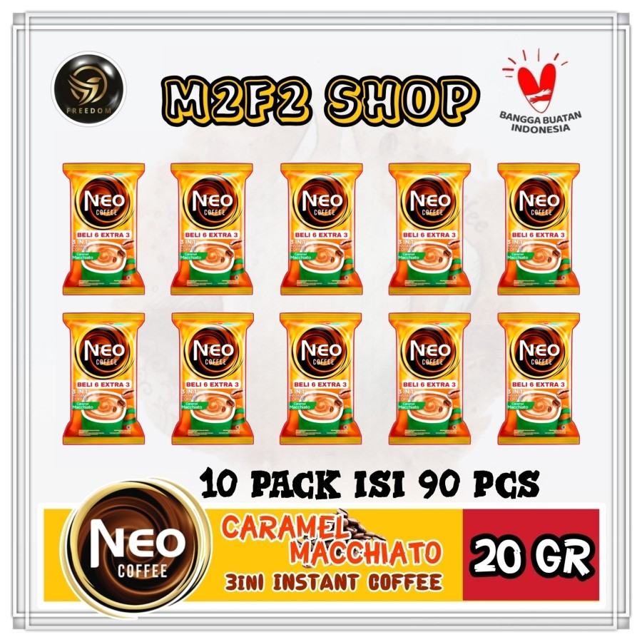 

Kopi Neo Coffee Caramel Macchiato Sachet | Renceng MT - 20 gr (Kemasan 10 Pack)