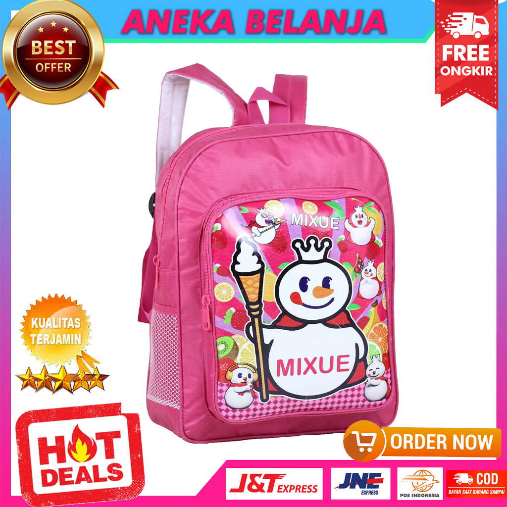 Tas Sekolah Anak Mixue Pink Stylish Kekinian Backpack Anak PAUD TK SD Fashionable Bahan Tebal Awet Ransel Anak Motif Mixue Ungu Terbaru Murah Tas Punggung Anak Ngaji LES TPQ Keren Terlaris Tas Gendong Anak Hangout Piknik Trendy Premium Berkualitas