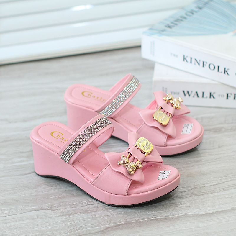 Sandal Wedges Anak Perempuan 5CM Pita Gesper Leony