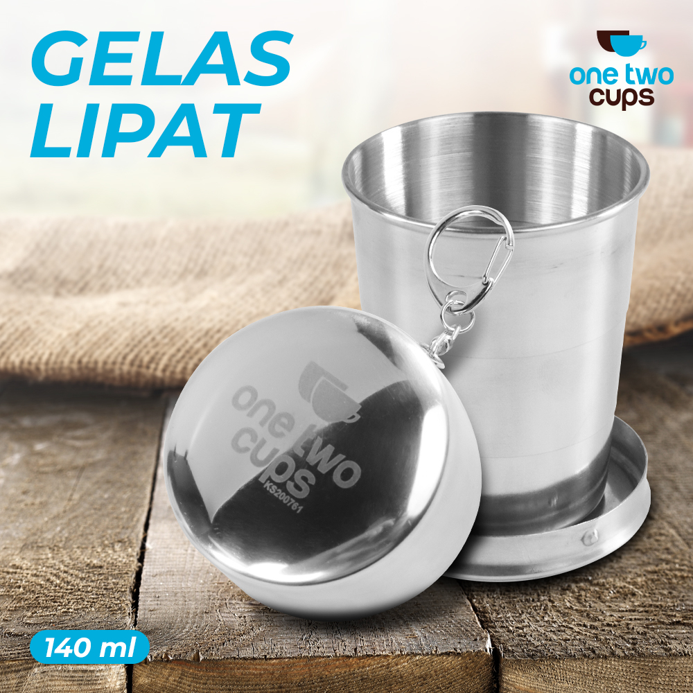 One Two Cups Gantungan Kunci Gelas Lipat Camping 140ml - BS150