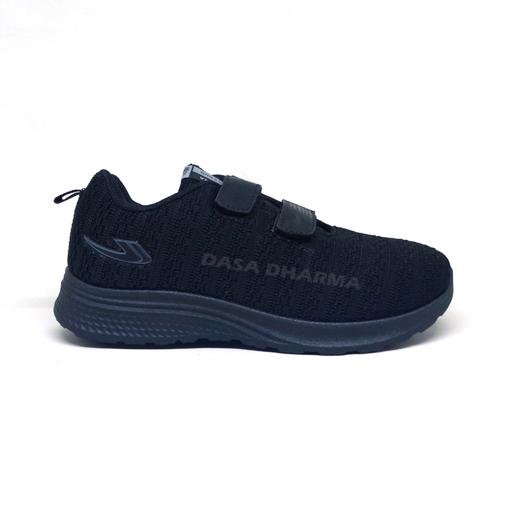Sepatu New Era Daniel 01 V Prepet Sekolah Anak SD Sneakers Perekat Hitam Polos Size 34 - 37