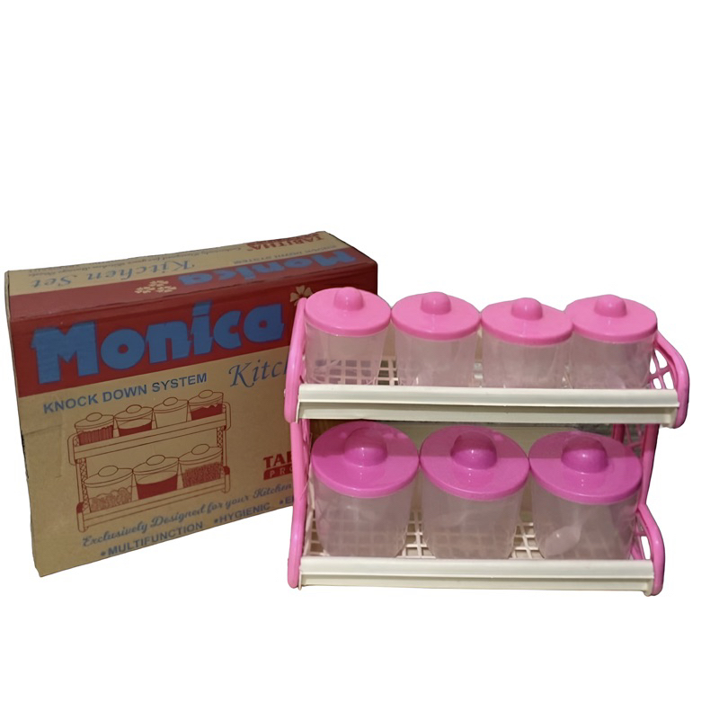 KITCHEN SET MONICA 7 IN 1 / TEMPAT BUMBU DAPUR 1 BOX ISI 7 PCS FREE PACKING BOX FBL