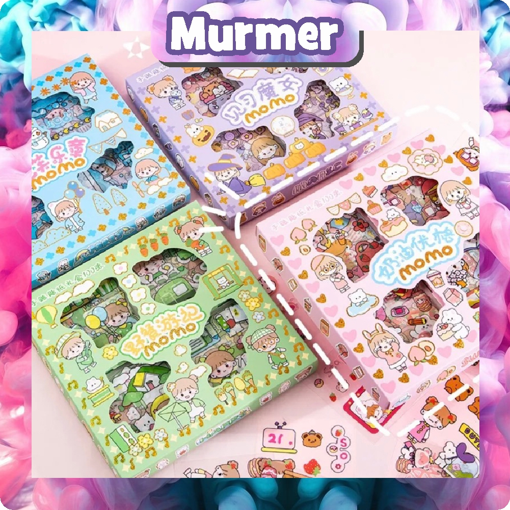 MurmerOfficial STICKER WATERPROOF STIKER MOMO STIKER DIY VIRAL KOREA PER BOX ISI 100 LEMBAR S079