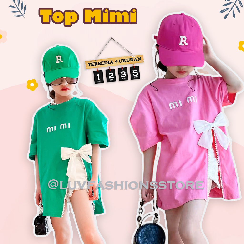 IL - TOP MIMI ATASAN ANAK PEREMPUAN / BAJU ANAK CASUAL / KAOS ANAK CEWEK PITA BOW