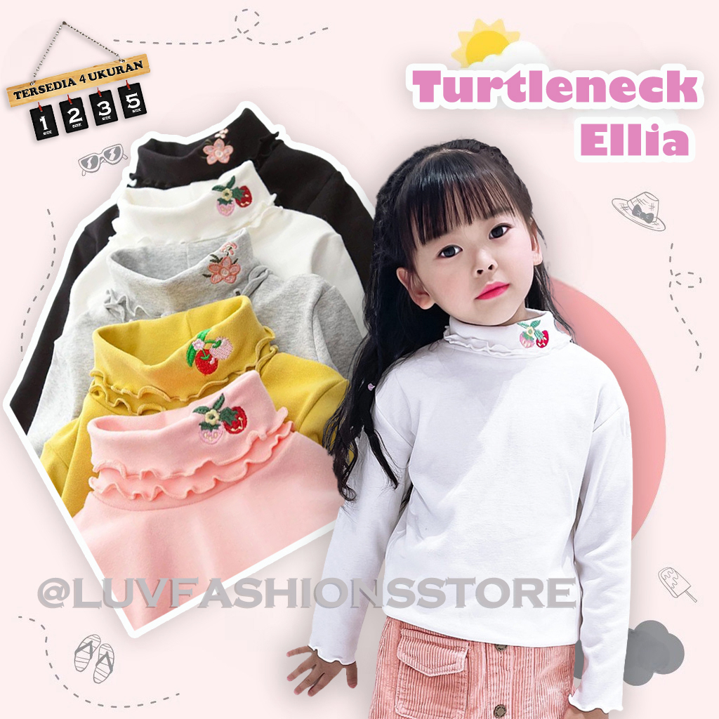IL - TURTLENECK ELLIA / ATASAN ANAK PEREMPUAN LENGAN PANJANG / TURTLENECK RIB PREMIUM
