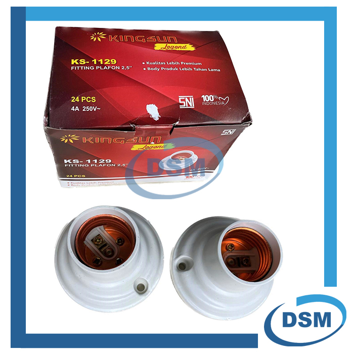 KINGSUN FITTING FITING LAMPU PLAFON TEMPEL KAYU 2.5 INCH 2,5" PUTIH