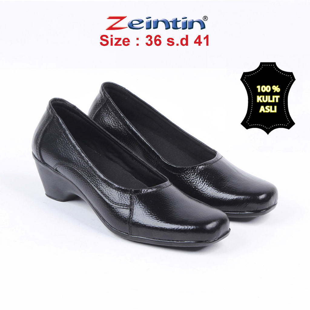 Zeintin - Sepatu Pantofel Wanita Hitam Sepatu kerja Sepatu Kantor Wanita Sepatu Formal Bahan Kulit BJ