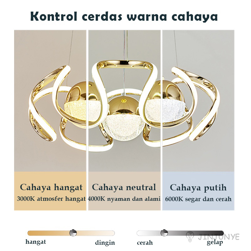 ✨Beberapa sumber cahaya&amp;Garansi✨3 Warna Lampu Gantung Ruang Tamu 105 watt LED Lampu Meja Makan emas Nordic Minimalis Hias  Lampu  Ruang Tamu /Ruang Makan/Dapur JINH