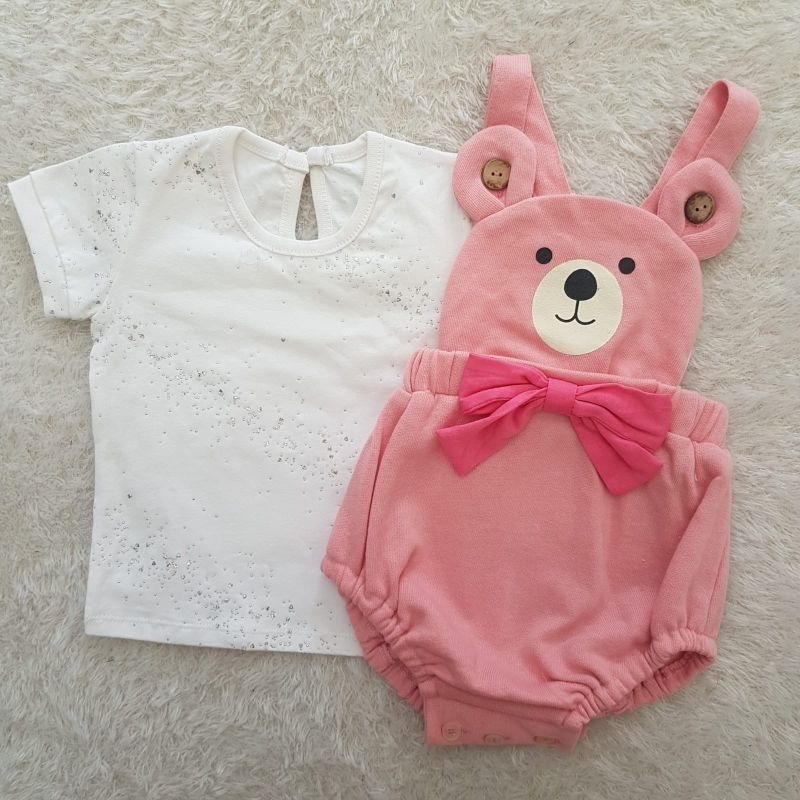 Baju Bayi Happy Bear Overall set