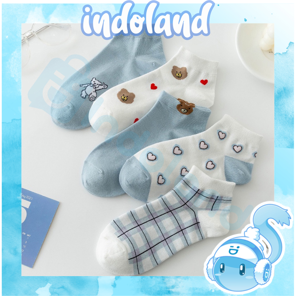 ☀ INDOLAND ☀  Kaos Kaki Wanita Motif Kaoskaki Fashion Korea Women Sock Import KK088