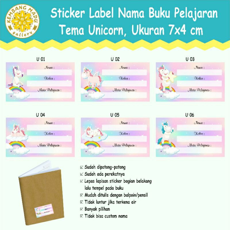 

Sticker Label Nama Buku Tema Unicorn