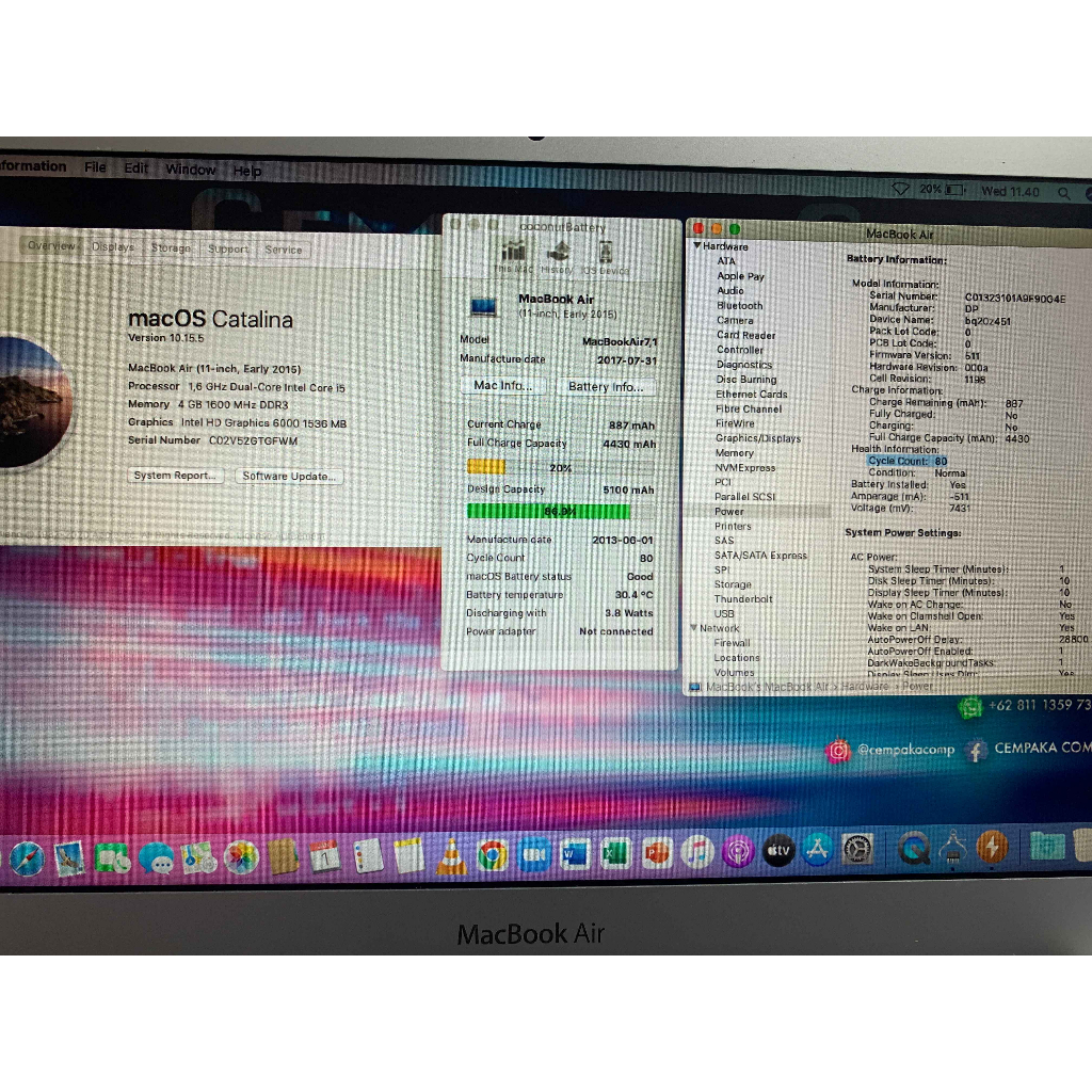 MacBook Air 11 in Early 2015  Core i5 4GB SSD 128GB