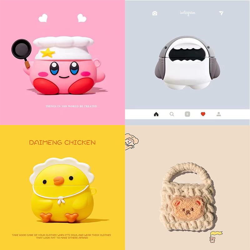 Baseus WM01 wm02 case Benar Nirkabel Headphone Case Silikon Lembut Kartun Lucu Tide Merek