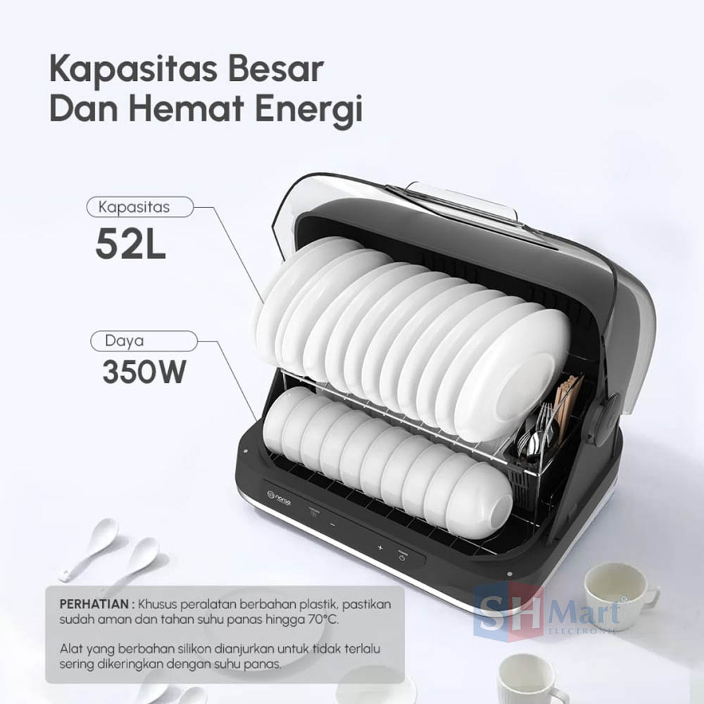 DISH DRYER NORGE 4 IN 1 TABLE TOP UV NG-DD48UV / NG-DD52UV STERIL PIRING BOTOL GARANSI RESMI