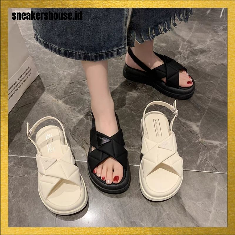 TANPA KOTAK SEPATU COD sneakershouse.id 785 Sandal Wedges Mules Tali Gesper Wanita