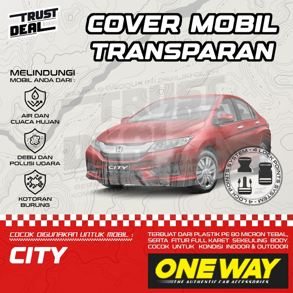 Sarung Cover Mobil Plastik CITY SEDAN LAMA Waterproof Tebal Transparan Anti Air