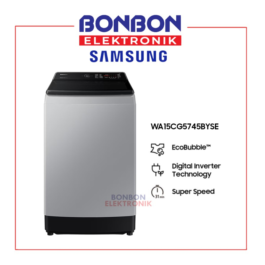 Samsung Mesin Cuci Top Loading 15KG WA15CG5745BYSE / WA15 Ecobubble