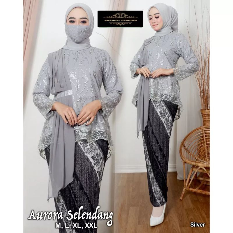 Aurora Tille ~ Baju Setelan Kebaya Jadi Dan Rok Plisket ~ Set Kebaya Modern Model Simpel Elegan Untu