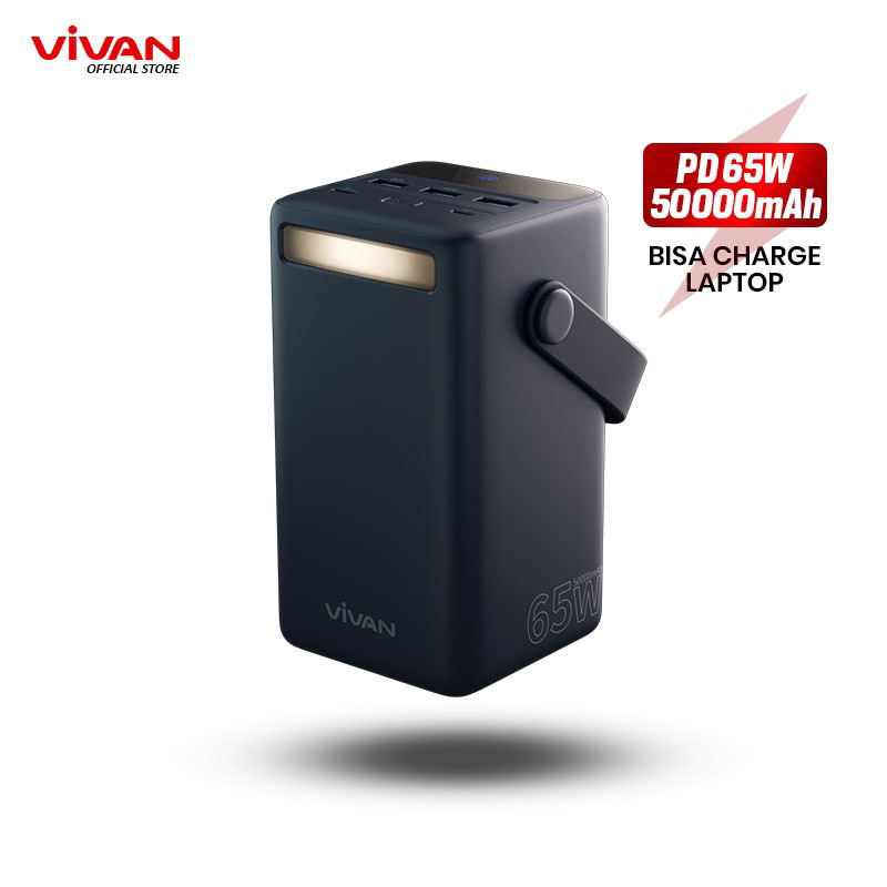 VIVAN VPB-B50 Powerbank 50000 mAh 4 Output Fast Charging 65W PD QC 3.0 VOOC Support Smartphone All Type-Garansi 1 Tahun