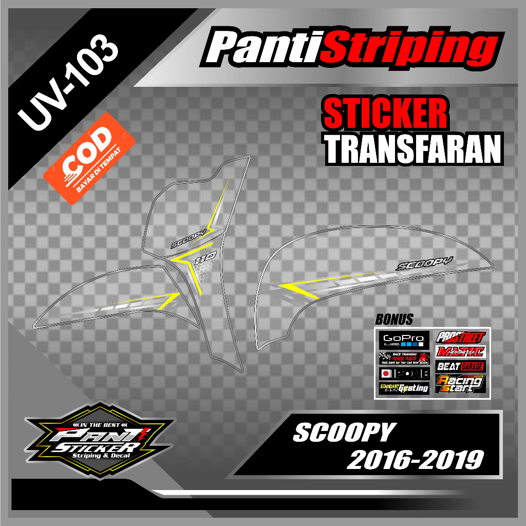 STICKER STRIPING TRANSPARAN SCOOPY 2016 - 2019 BAHAN TRANSPARAN MOTIF SIMPLE ELEGANT // STRIPING UV 