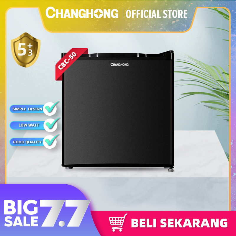 Changhong Kulkas Mini Bar (Refrigerator) Lemari Es Kapasitas 50 Liter  CBC 50 (Semi Auto Defrost) (Adjustable Door Bisa Di Buka dari Kiri/Kanan) (Kulkas Simple Minimalis) (Freezer Yang Terpisah) (Tidak Bising)