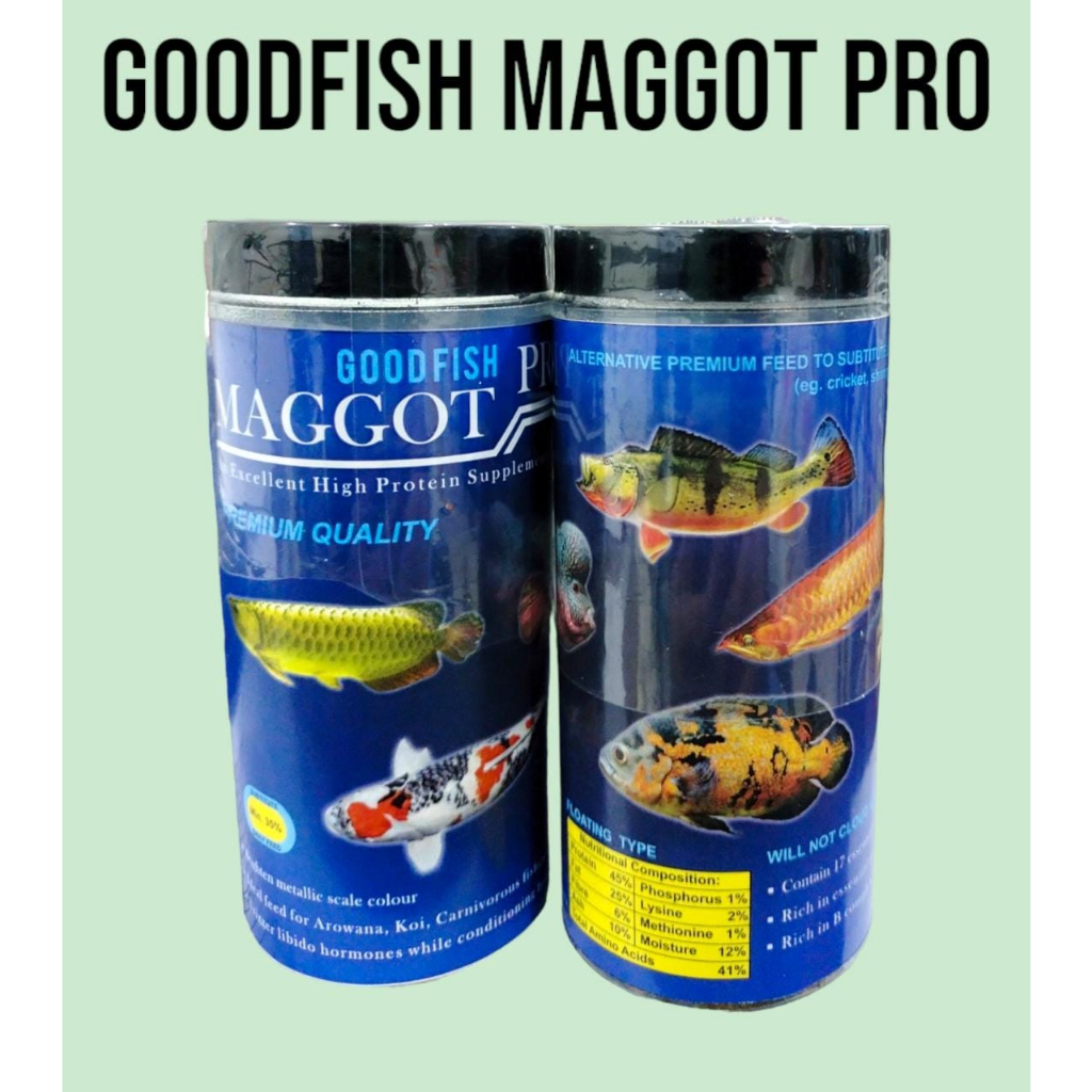 GOODFISH MAGGOT PRO 40 gram PAKAN IKAN PREDATOR chana ikan lohan ikan arwana