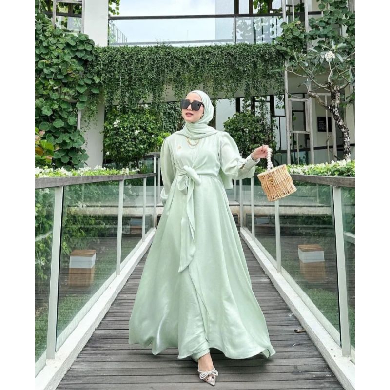 Shimer Dress Baju Gamis Wanita Muslim Dress Shimmer Tali Oufit Pesta Kondangan Dress Pesta simpel el
