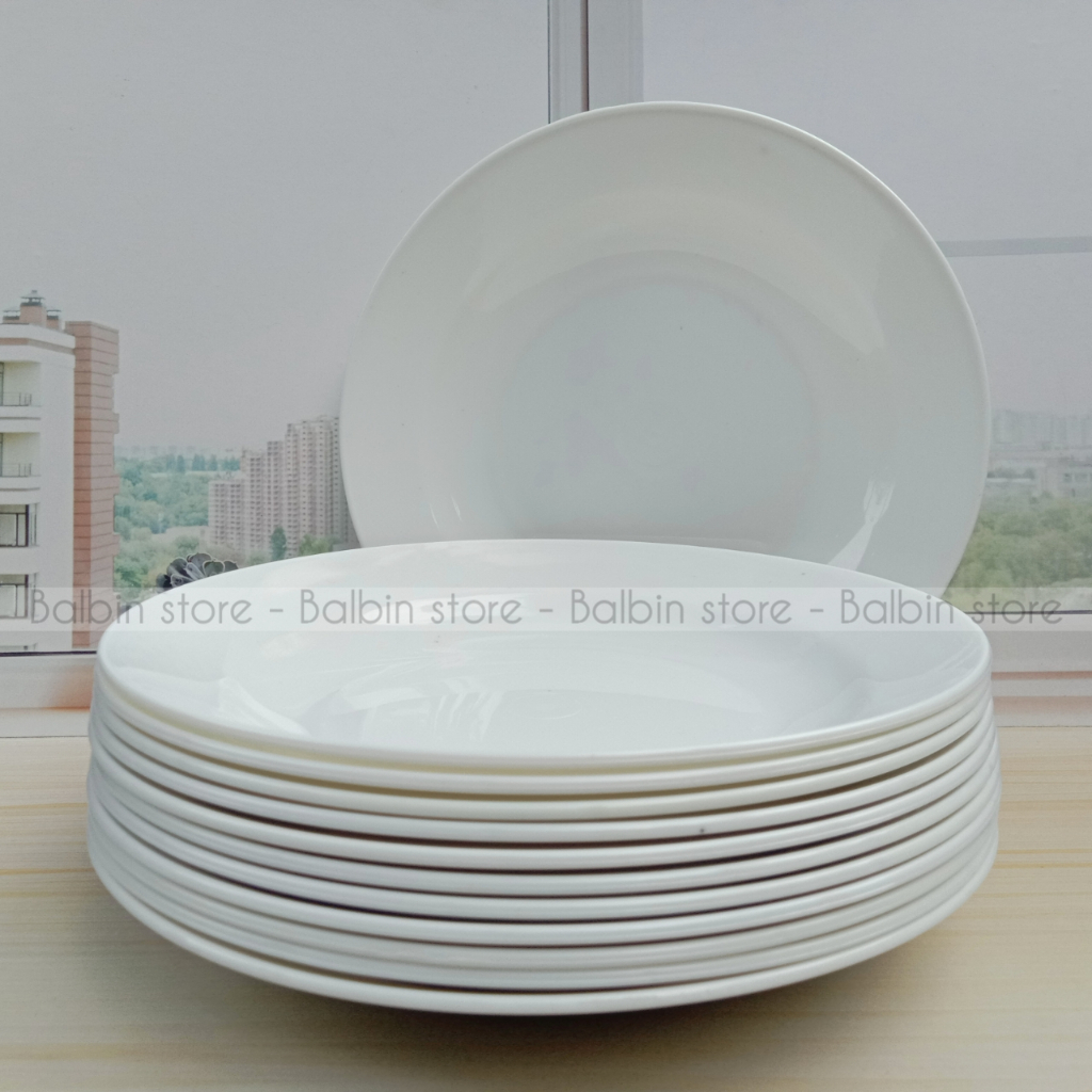 PROMO 12.PCS PIRING MAKAN LEBAR 23.CM PLASTIC WARE FREE SENDOK 1.PCS