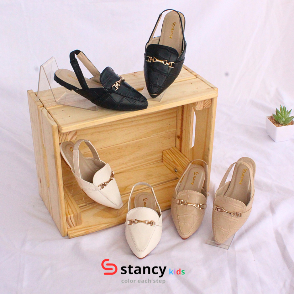 Stancy Kids x janitra Sepatu Sandal Anak Fashion casual  premium  Slipper Croco bahan motif buaya sol karet dan acc  logam