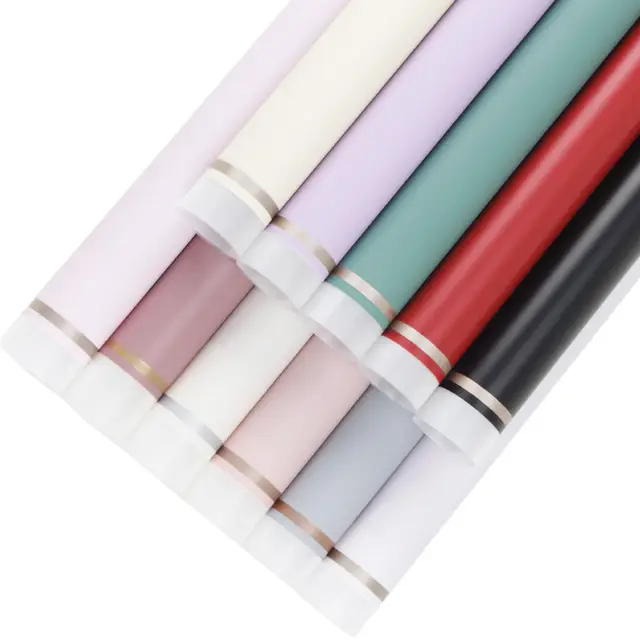 

(1 pcs) Flower wrapping cellophane paper New Gold Line florist kertas buket bunga
